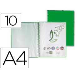 Carpeta amb 10 fundes amb espiral A4 verd