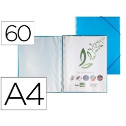 Carpeta amb 60 fundes amb espiral A4 blau