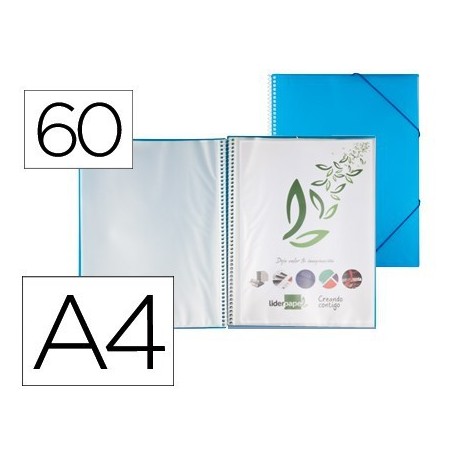 Carpeta amb 60 fundes amb espiral A4 blau