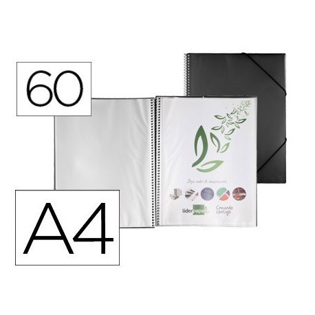 Carpeta amb 60 fundes amb espiral A4 negre