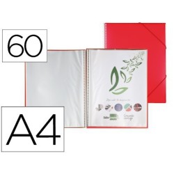 Carpeta amb 60 fundes amb espiral A4 vermell