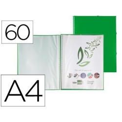 Carpeta amb 60 fundes amb espiral A4 verd