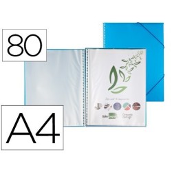 Carpeta amb 80 fundes amb espiral A4 blau