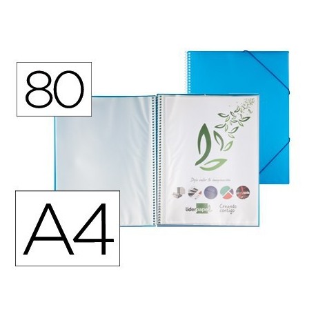 Carpeta amb 80 fundes amb espiral A4 blau