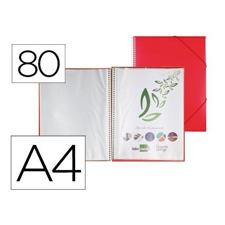 Carpeta amb 80 fundes amb espiral A4 vermell