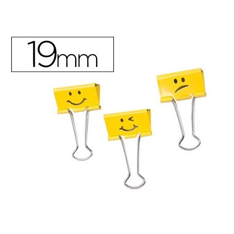 Pinza metalica Rapesco reversible 19mm emojis amarillo 20u.