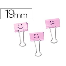 Pinza metalica Rapesco reversible 19mm emojis rosa 20u.