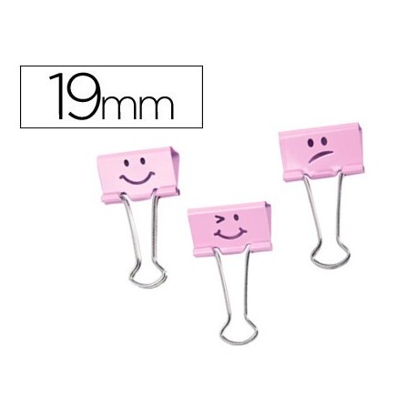 Pinza metalica Rapesco reversible 19mm emojis rosa 20u.