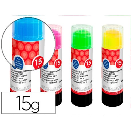 Pegamento Liderpapel en barra 15gr color neon - ESCOLAR