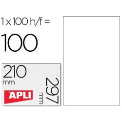 Etiquetes Apli cants rectes 210x297mm. (A4) 100f. ref.Apli:01281