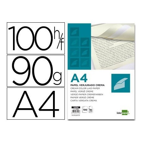 Paper verjurat 100f. A4 crema 90g.