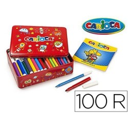 Rotulador Carioca kit caja metálica 100u.