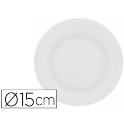 Plat paper reciclable blanc 15cm paquet 100u.