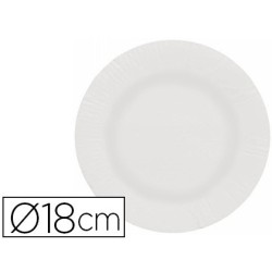 Plat paper reciclable blanc 18cm paquet 100u.