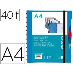 Carpeta personalitzable amb 40 fundes intercanviables i separadors A4 blau