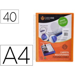 Carpeta personalitzable amb 40 fundes A4 taronja