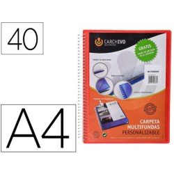 Carpeta personalitzable amb 40 fundes A4 vermell