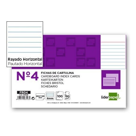 Fitxa Liderpapel ratllada nº4 125x200mm 100u.