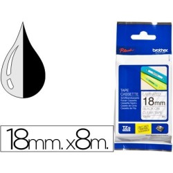 Cinta Brother tz/tze 18mm. X8m. Negre/transparent laminada. tze-141