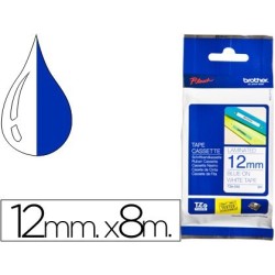 Cinta Brother tz/tze 12mm. X8m. Blau/blanc laminada. tze-233