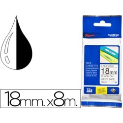 Cinta Brother tz/tze 18mm. X8m. Negre/blanc laminada. tze-241