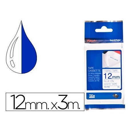 Cinta Brother tz/tze 12mm. X3M. Blau/blanc tèxtil. tze-fa3