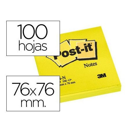 Post-it gama Neó 76x76mm. 100f. groc neó 6u.