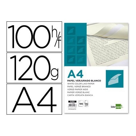 Paper verjurat A4 120g blanc 100u.