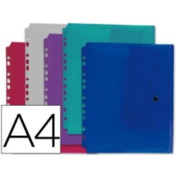 Carpeta sobre PP amb fermall A4 5 assortits multitaladre