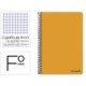 Espiral folio Smart tapa blanda 80h 60gr cuadro 4 mm con margen color naranja