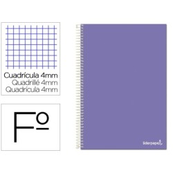 Espiral folio Smart tapa blanda 80h 60grcuadro 4 mm con margen color violeta