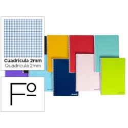 Espiral folio Smart tapa blanda 80h 60gr milimetrado 2 mm colores surtidos