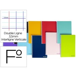 Espiral folio Smart tapa blanda 80h 60gr rayado montesori 3,5 mm con margen colores surtidos