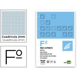 Recanvi Liderpapel foli 100 fulls mil·limetrat sense marge 4 forats