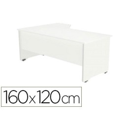 Mesa rectangular Work blanco 160x120cm. derecha