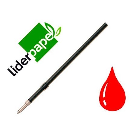 Recanvi bolígraf Liderpapel Gummy touch retràctil 1,0mm tinta vermella 10u.