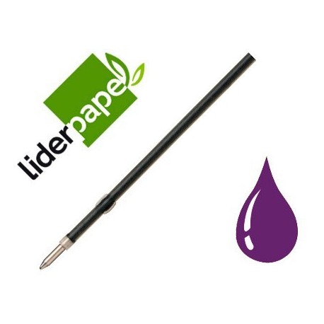 Recanvi bolígraf Liderpapel Gummy touch retràctil 1,0mm tinta violeta 10u.