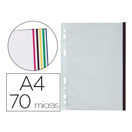 Funda multitaladre A4 70µ. PP vidre vora negra 10u.