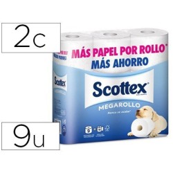 Papel higiénico Scottex megarrollo doble largo 9 rollos