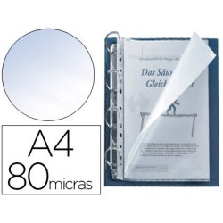 Funda multitaladre A4 crystal 80µ. 25u. amb obertura lateral