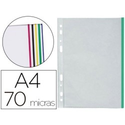 Fundes multitaladre A4 crystal 70µ. 25u. amb vora color